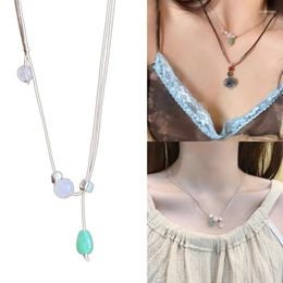 Pendant Necklaces Flower Beads Necklace Vintage Woven Rope Collar Adjustable Clavicle Chain Elegant Choker Party Jewellery