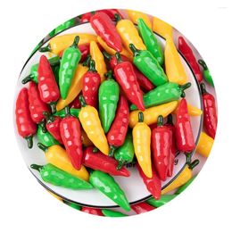 Decorative Flowers 10/20/50PCS 3D Simulation Green Red Resin Pepper Chili Flatback Cabochon Dolls Food House Miniature Scrapbooking DIY