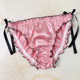 Sexy Lace-up Silk Solid Panties Intimates Female Lingerie Underwear Women Fancy Comfortable Sexy Underpants For Women Ruffles