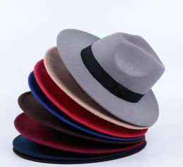 Gentle Man Winter Fedora Hat Classic Warm Woman Hat Wide Brim Medium Width Gorra Hombre Winter Vintage Lady Fashion2114387