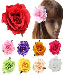 WholeFlocking Cloth Red Rose Flower Hair Clip Hairpin DIY Headdress Hair Accessories For Bridal Wedding3834119