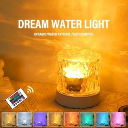 Table Lamps LED Water Ripple Light Ambient Night Rotating Projection Crystal Lamp RGB Dimmable Home Decoration 3/16 Color Gifts