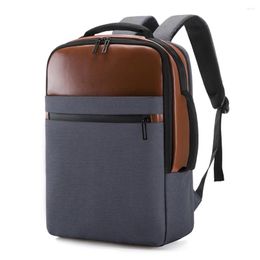 Backpack 15.6 Inch Laptop For Men USB Charging Waterproof Oxford PU Leather Men's Travel Large Capacity School Bag