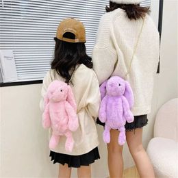 Plush Backpacks Long eared plush shoulder bag coin wallet chain handbag rabbit plush bag animal plush doll cross bag childrens bagL2405