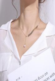Pendant Necklaces YUN RUO Rose Gold Colour Wheat Ear Pearl Necklace Adjustable Titanium Steel Woman Jewellery Gift Never Fade Drop 12821527
