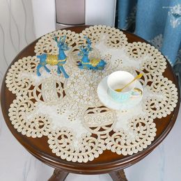 Table Cloth Modern Round Satin Flower Embroidery Cover Wedding Tablecloth Kitchen Christmas Decoration And Accessories