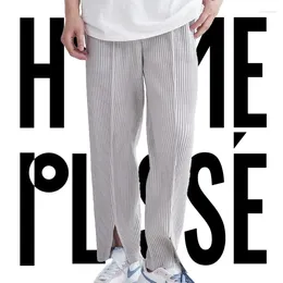 Men's Pants Miyake Pleated Original Slit Drape 2024 Spring And Summer Casual Loose Large Size Straight Japanese