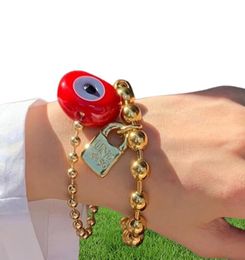 Bangle Metal Exaggerated Bracelet Gold Lock Pendant Beaded Fashion Trend Jewelry Accessories For WomenBangle3981485