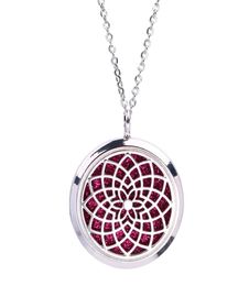 Magnetic Open Sun Mandala Pendant Aroma Perfume Essential Oil Diffuser Locket Stainless Steel Necklace Jewellery for Women Gift4081611