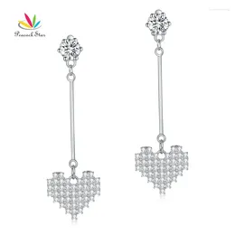 Dangle Earrings Peacock Star Heart 925 Sterling Silver Evening / Fashion Bridal Bridesmaid Gift CFE8163