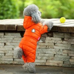 Dog Apparel Winter Warm Down Jacket Pet Dogs Costume Puppy Light-weight Four Legs Hoodie Coat Clothes For Teddy Bear Big Combinaison Ski