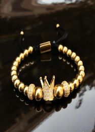 Charm bracelets 6mm golden metal titanium steel beads bracelet bangles Crown Woven jewelry Gift Valentine039s Day Holiday Chris2355703