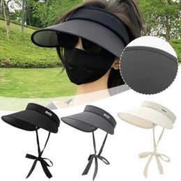 Wide Brim Hats Women Summer Sun Hat Big Empty Top Cap Protection UV Outdoor Girl Folding Visors Sunscreen Korean Caps U0E7