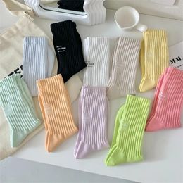 Women Socks Fashion With Printed Thin Summer Trendy Sports Girl Absorb Sweat Soft Korean Style Colourful Crew