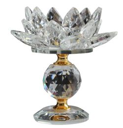 Candle Holders Glass Block Lotus Flower Metal Feng Shui Home Decor Big Tealight Stand Holder CandlesticksWhite9356052