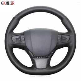 Steering Wheel Covers Anti-Slip Black Artificial Leather Car Cover For 408 2014 2024 Accessories Interior Products