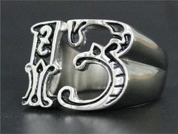 3pcslot New Design Number 13 Cool Ring 316L Stainless Steel Fashion Jewellery Band Party Biker Style Ring9696339