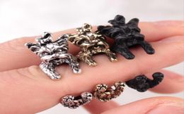 Unisex Vintage Gothic Style Personality Exaggerated Terrier Dog Wrap Opening Finger Ring Jewelry G8995352700