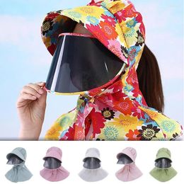 Wide Brim Hats Sun-shading Hat Removable Lens Protective Outdoor Cycling Cover Face Protection Against UV Sunscreen Mask Women's Sun Cap