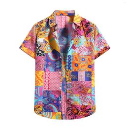 Men's Casual Shirts Summer Fashion Versatile Irregular Personalised Printed For Men And Women Lapel Short-sleeved Button-down Shirt