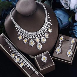 Necklace Earrings Set Fashion Jewellery Women Cz Zircon Drop Earring Dubai Wedding Bridal Party Accessories
