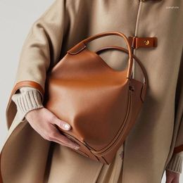 Drawstring Genuine Leather LP Handbags Women Square Box Bucket Bags Large Capacity Tote Bag Gigi Girl Street Style Shoulder Ladies