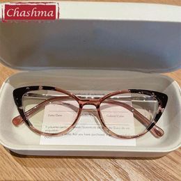 Sunglasses Frames Chashma Fashion Cat Eye Eyeglasses Acetate Quality Optical Frame Transparent Lens Designer TR 90 Light Glasses Women