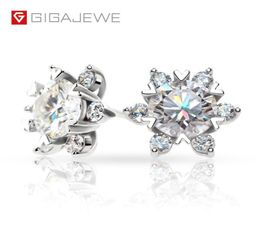 GIGAJEWE Christmas Gift Total 16ct EF Colour Stud Earring Diamond Test Passed Moissanite 18k White Gold Plated 925 Silver Snowflak89047184