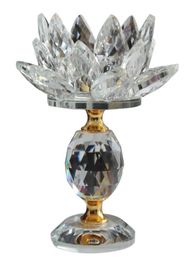 Candle Holders Glass Block Lotus Flower Metal Feng Shui Home Decor Big Tealight Stand Holder CandlesticksWhite7460513