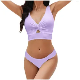 Women's Swimwear Women Swimsuit Bikini Set Hollow Out Twisted 2 Piece Swimming Bathing Suits Female Summer Beachwear Sets