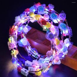 Decorative Flowers 7pcs/set LED Light Flower Headbands Add Touch Of Glamour To Outfit Pink
