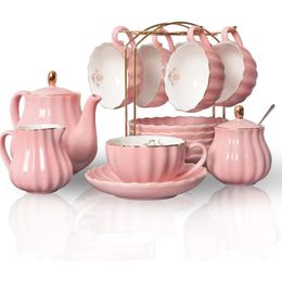 Wedding Coffeeware Teaware 8 Oz Cup Saucer Serving 6 Servings Tea Set Sugar Bowl Teaspoon Strainer for Afternoon Bar 240428