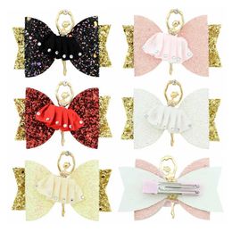 Hair Accessories 1Pcs Sparkly Glitter Hair Bows with Clip for Baby Girls Solid Ballerina Hairpin Children Barrettes For Baby Hair Accessories