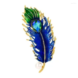 Brooches Luxury Women Brooch Gemstone Set Feather Corsage Clothing Accessories Banquet Party Suit Coat Decoration