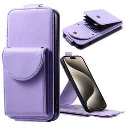 Shockproof Phone Cases for iPhone 15 14 13 12 11 Pro Max XR XS X 7 8 Plus Solid Color PU Leather Woman Style Organ Card Bag Flip Stand Cover Case with Hand and Shoulder Strap