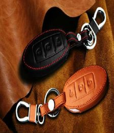 Genuine Leather Car Keychain for 20112013 2014 2015 Juke 3 Buttons Smart Key Case Cover Key Chain Ring Auto Styling Accessories7984835863