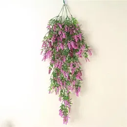 Decorative Flowers Simulated Wall Hanging Artificial Plastic Living Room Bouquet Outdoors Decoration Plant Basket Vine Lavender Wreath