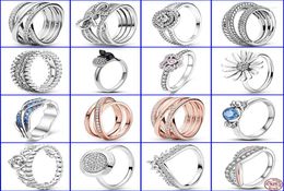 Cluster Rings Women 2022 925 Sterling Silver Sparkling And Polished Line Wedding Party Fashion Jewelry Gifts3022148