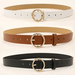 Belts 1 metal round buckle belt for womens PU fashion belt