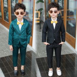 dresses Green and Black Child Suit for Wedding Flower Boys Good Quality Kids Blazer Slim Baby Boys Suit Clothes