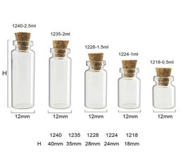 100 pcs Small Glass jars Cute Mini Wishing Cork Stopper Glass Bottles Vials Containers 05ml 1ml 15ml 2ml till 5ml5034528