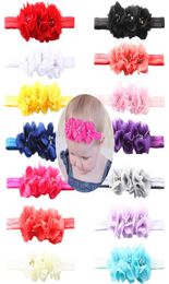 20pcs Girls baby 3 flowers Hair Bands Pearl Crystal Chiffon Flower Combination Set Elastic Headbands Headwear Infant Head Band Hai7350351
