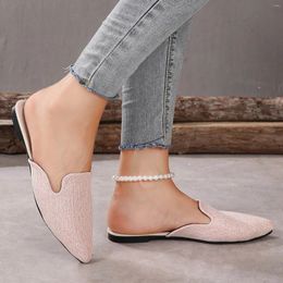 Slippers Women Pointed Toe Sandals Lazy Flat Bottoms Versatile Slipper Spring And Autumn Solid Color Footwear Ladies Walking Mesh Shoes