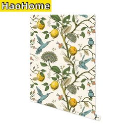 Blue Bird Self Adhesive Wallpaper Fresh Lemon Tree Peel and Stick Removable Waterproof Prepasted Wall Mural 240415