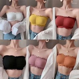 Camisoles & Tanks Underwear Strapless Bandeau Vest Women's Anti-Slip Bra Base Ride Off-Shoulder Beauty Back Invisible Thin Summer