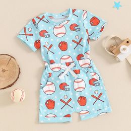 Clothing Sets Toddler Baby Boy Summer Baseball Outfit Play Ball Embroidery T-Shirt Shorts 2Pcs Casual Clothes Set