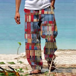Men's Pants Casual Trousers Loose Summer Drawstring Elastic Waist Chinese Style Wide Legged Sweatpants Full Length Pant