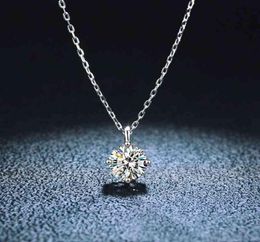 Trendy 925 Sterling Silver 1 ctColor Moissanite Pendant for Women Jewellery Platinum 4 Prong Clavicle Necklace Gift7850625