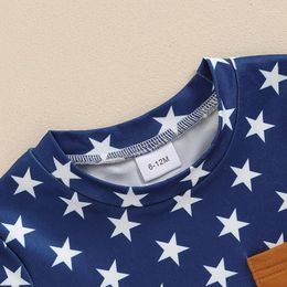 Clothing Sets Toddler Baby Boy 4th Of July Outfit Short Sleeve Stripe Star Print Top Shorts Cute Infant Born Summer Clothes