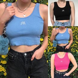 Women's Polos Women Solid Yoga Sport Fashion Camisole Front Streetwear Blouse Tops T-shirt Summer Bare Midriff Tank Top